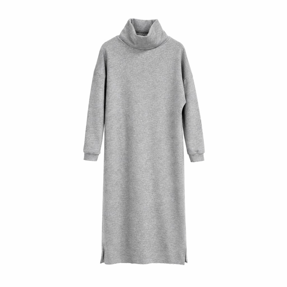 Cabonchi Gray Turtleneck Sweater Dress Maxi XS Cozy Cotton Blend